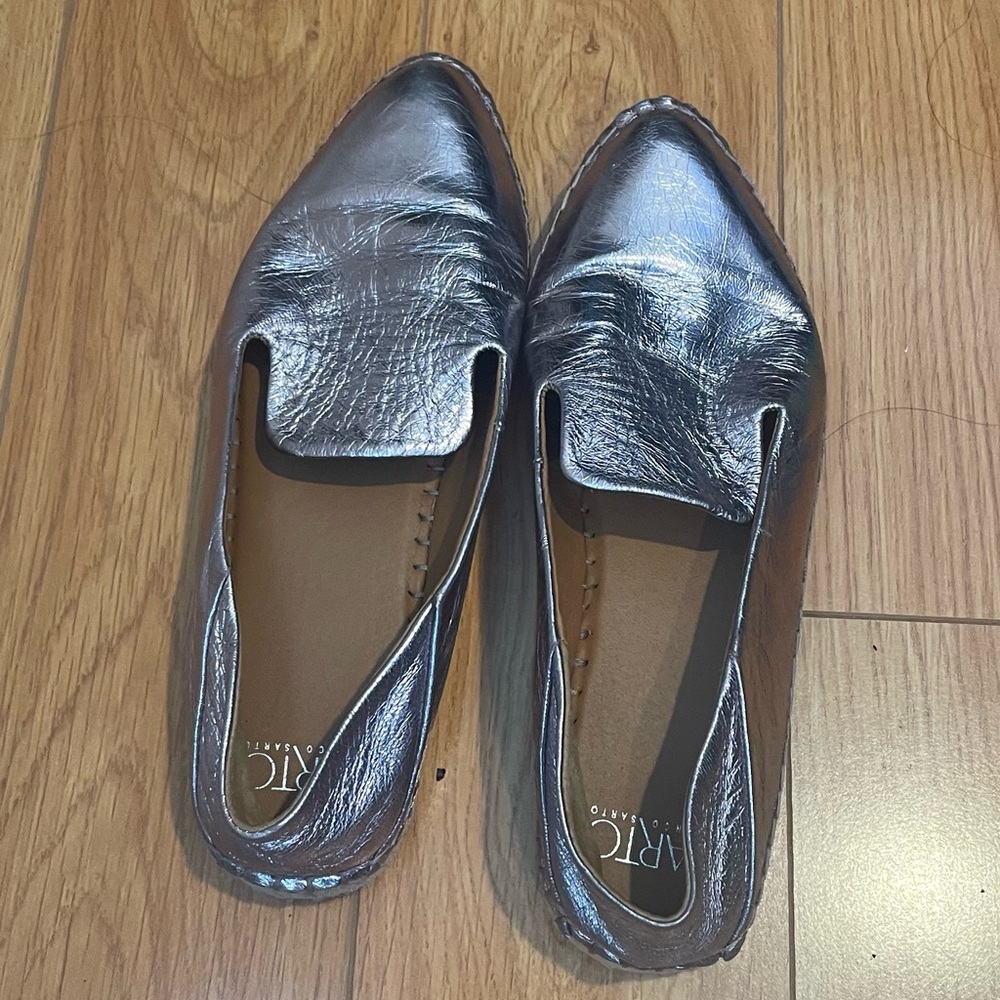 SARTO Silver Flats Comfortable Loafers